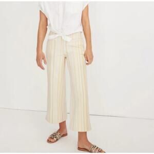 Madewell Pants Womens 24P Yellow Striped Emmett Wide Leg Crop High Rise Trouser